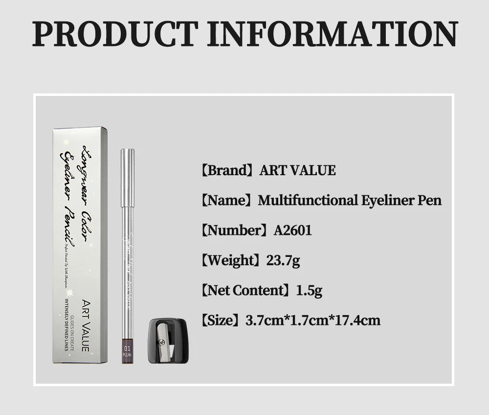 ART VALUE Creamy Texture Matte Eyeliner Pencil Easy Coloring Sweat Proof Eyeshadow Pencil Long Lasting Shimmer Eyeliner Makeup
