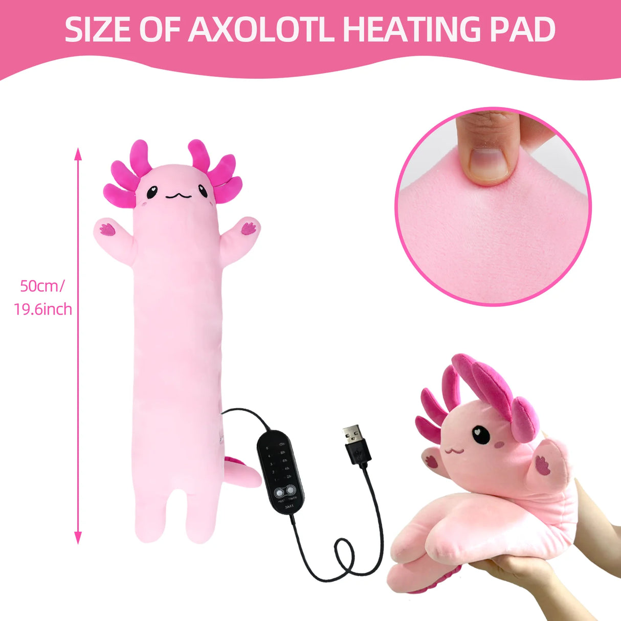 Axolotl Heating Pad for Period Cramps & Menstrual Pain Relief Portable Electric Heat Pads USB Powered Cute Stuff Stuffed Animal