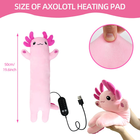 Axolotl Heating Pad for Period Cramps & Menstrual Pain Relief Portable Electric Heat Pads USB Powered Cute Stuff Stuffed Animal