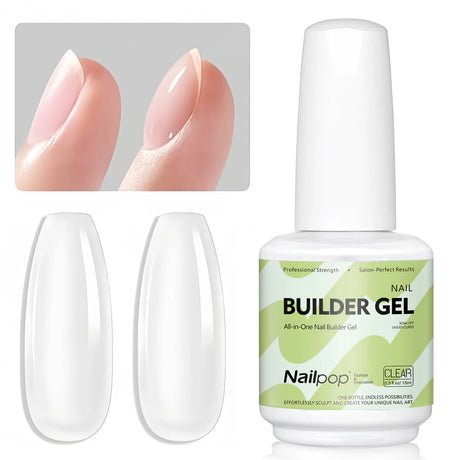 Nailpop 15ml Builder Gel Nail Polish for Nail Apex & Extension Strengthener Upgraded Soak Off UV Gel Rhinestone Glue 4 Colors