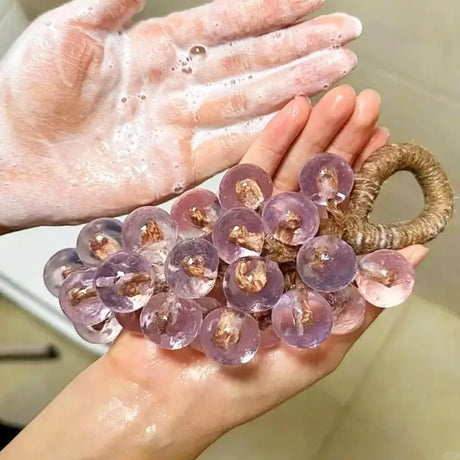Crystal Clear Transparent Grape Shaped Soap Bar Lovely Fruit Simulation Grape String Soap with Natural Fragrance Home Bathroom