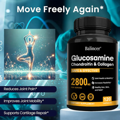Glucosamine Chondroitin MSM Capsules, Joint Support Supplement, Support Cartilage Flexibility Bone Strength & Hair Skin Nail