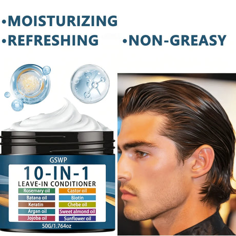 GSWP 10 In1 Leave-in Conditioner with Rosemary Oil&Keratin, Moroccan Nut Oil, Biotin Etc. Hydrates&Moisturizes. 50g/100g