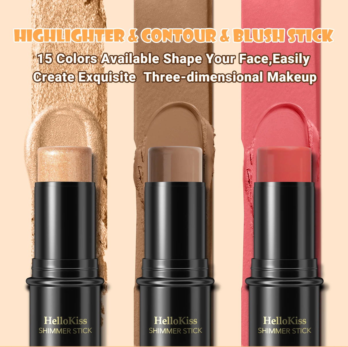 Face Brown Bronzer Contour Stick Face Foundation Makeup Pen Lasting Smooth Contour Shadow Blusher Highlight Concealer Cosmetics