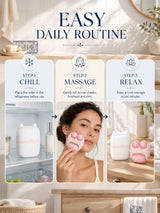 3 Roller Ice Face Roller Cooling Facial Massager with Cat Ear Storage Case Reduce Puffiness Jawline Neck Eye Skincare Massage To