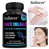 Multi-Collagen Peptides Capsules with Biotin & Keratin, Anti-Aging Whitening Skin, Hair, Nail, Bones, Joint Health Support
