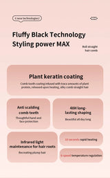 Fluffy Comb Straight Hair Curling and Straightening Dual Purpose Curling Brush PTC Heating Red Light Hair Care Curling Iron