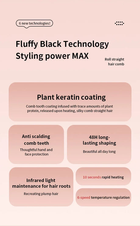 Fluffy Comb Straight Hair Curling and Straightening Dual Purpose Curling Brush PTC Heating Red Light Hair Care Curling Iron
