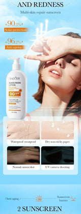 SPF90+ sunscreen, UV protection, whitening sunscreen, moisturizing, whitening, facial and body sunscreen, skin care, anti-aging