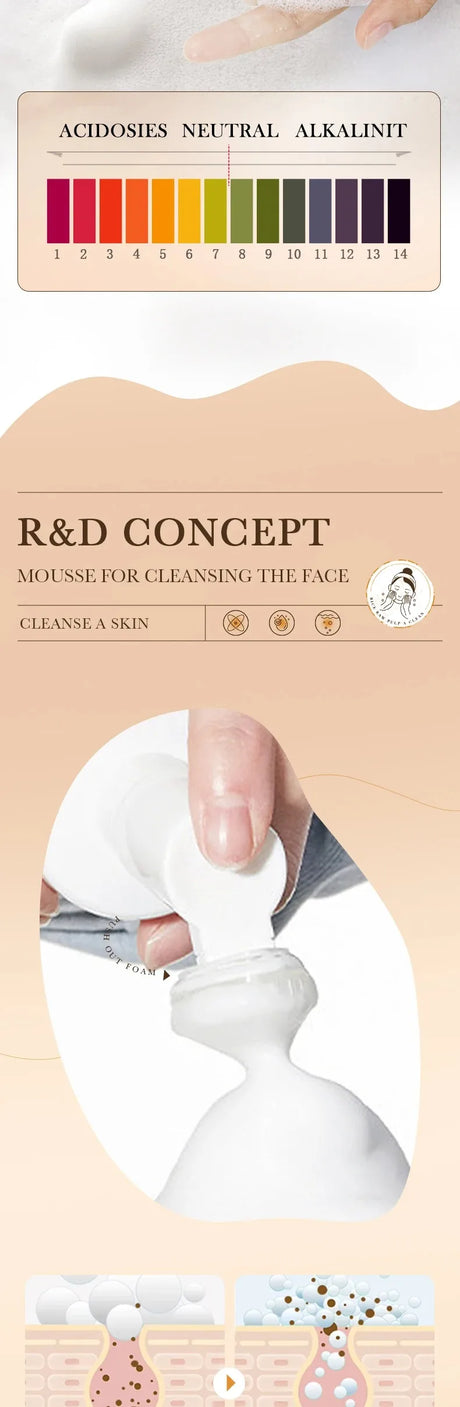 120ml Bioaoua Rice Puree Foaming Cleanser Cleansing Mousse Soothing Cleanser, Cleansing Foam with Brush Head