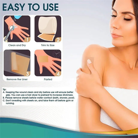 Silicone Scar Sheets - Reusable Scar Tape for Keloid, C-Section, Surgery, Burn, Acne - Waterproof, Hypoallergenic, Latex-Free