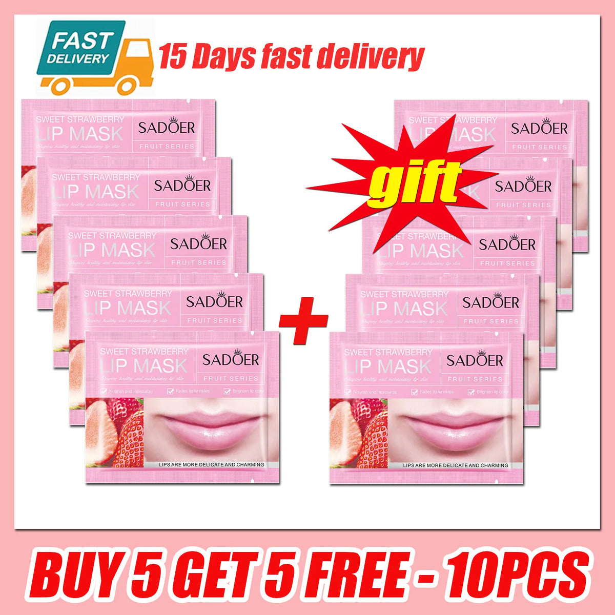 3/5/10/20/30pcs Pink Moisturizing Lips Mask Nourishing Hydrating Crystal Collagen Gel Lip Patches Lip Plumper Sexy Lip Skin Care