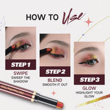 CHARMACY New Multichrome Eyeshadow Stick with Sponge Waterproof Long Lasting Glitter Eye Professional Maquillaje for Women