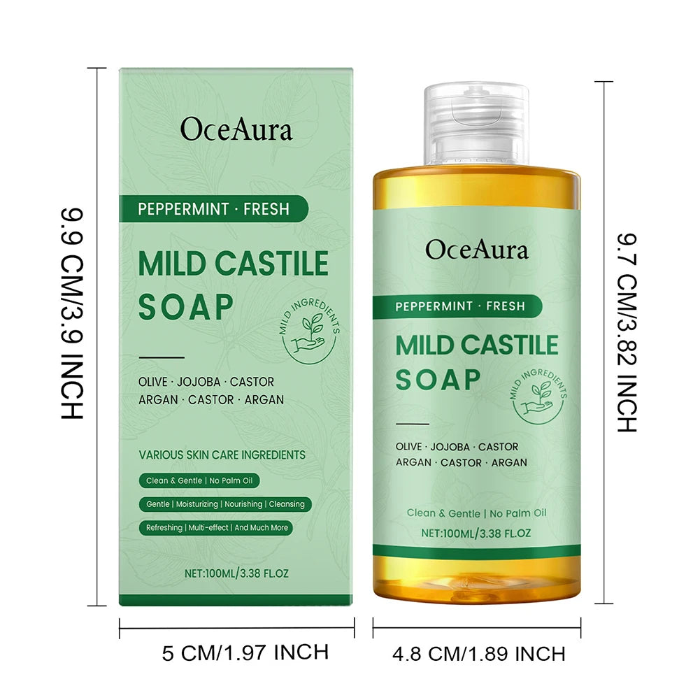 100ml Castiles Soaps Unscented,Refreshing Moisturizing Body Wash For Dry Skin,Sulfate Free Moisturizing Daily Body Cleanser