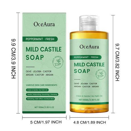 100ml Castiles Soaps Unscented,Refreshing Moisturizing Body Wash For Dry Skin,Sulfate Free Moisturizing Daily Body Cleanser