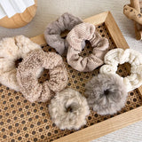 7/Pcs/Set Hair Rope Autumn Winter Furry Head Rope Headband for Woman Girls Fashion Sweet Hair band Tie Ponytail Rubber Band Gift