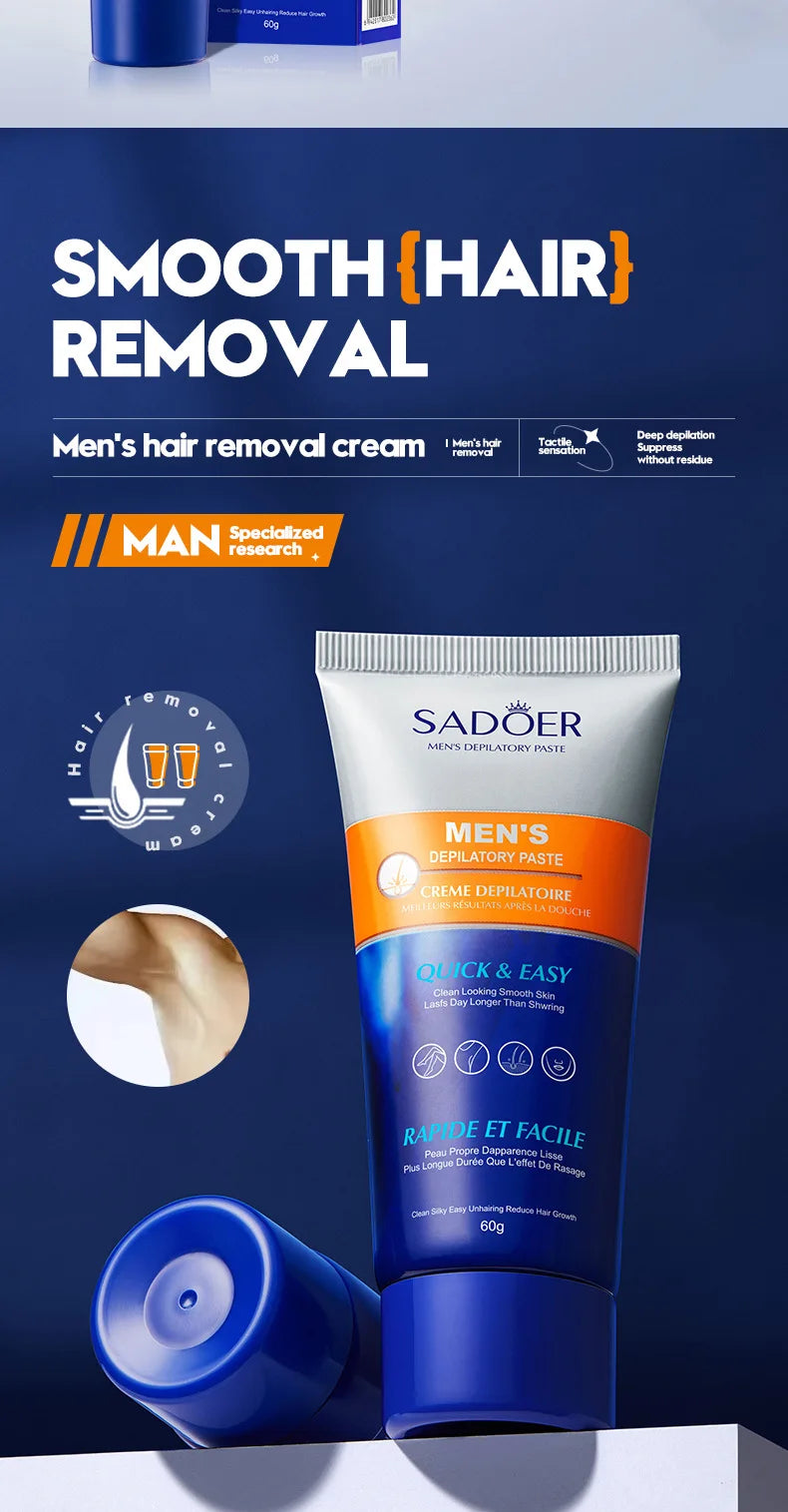 Men's Hair Removal Cream Permanent Epilator Private Area Painless Hair Remover Growth Inhibitor Spray Suitable Sensitive Skin