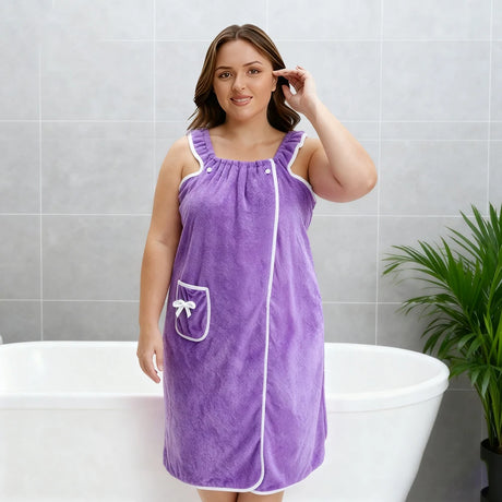 1pc, coral velvet women's bath skirt, wearable bath towel wrap women's absorbent Beach Spa gym bathrobe, slip skirt bath