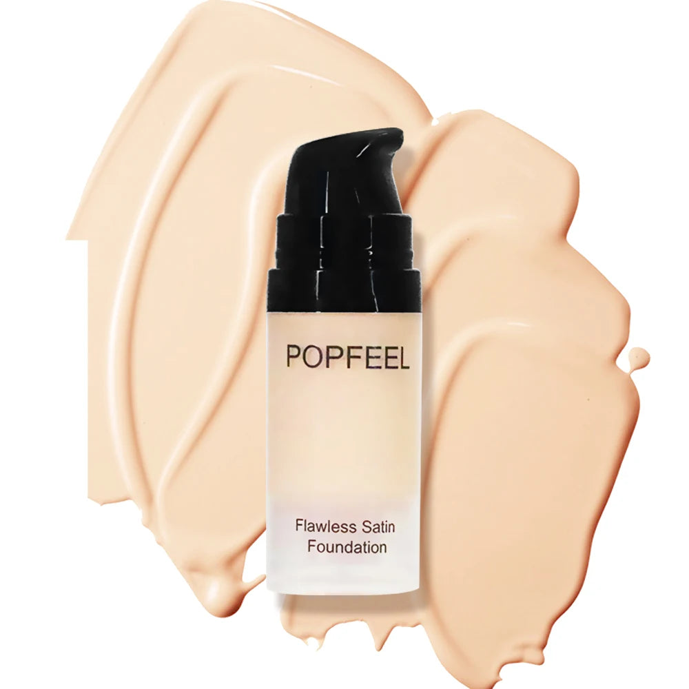 POPFEEL Flawless Satin Foundation, Full Coverage, Waterproof & Sweatproof, Long-Lasting for Perfect Base