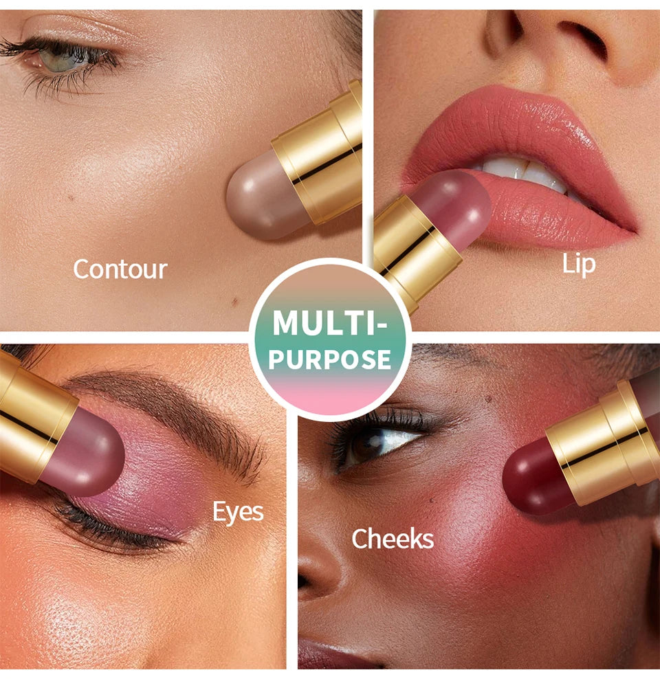 Butter Glow & Go Multiuse Stick Double-Headed Bronzer Blush Stick for Cheeks Contours Light Glossy Bronze&Pink Blusher Cosmetics