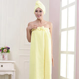 Women Bath Towel Microfiber Fabric Beach Towel Soft Wrap Women Bath Skirt Dry Hair Cap Set Super Absorbent Home For Bathroom