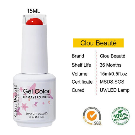 Clou Beaute Translucent Jelly Nude Pink Nail Gel Polish 15ml Vernis Semi Permanent Gel Colorful Varnish Nail Art Manicure Gel