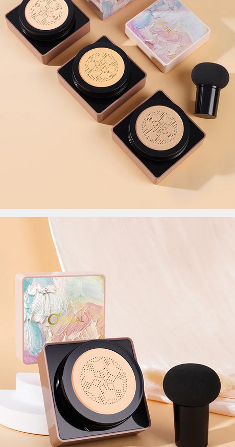 O'CHEAL Mushroom Cushion CC Cream Face Airy Coverage Long-lasting Moisturizing Waterproof Oil Control Concealer BB Cream Makeup