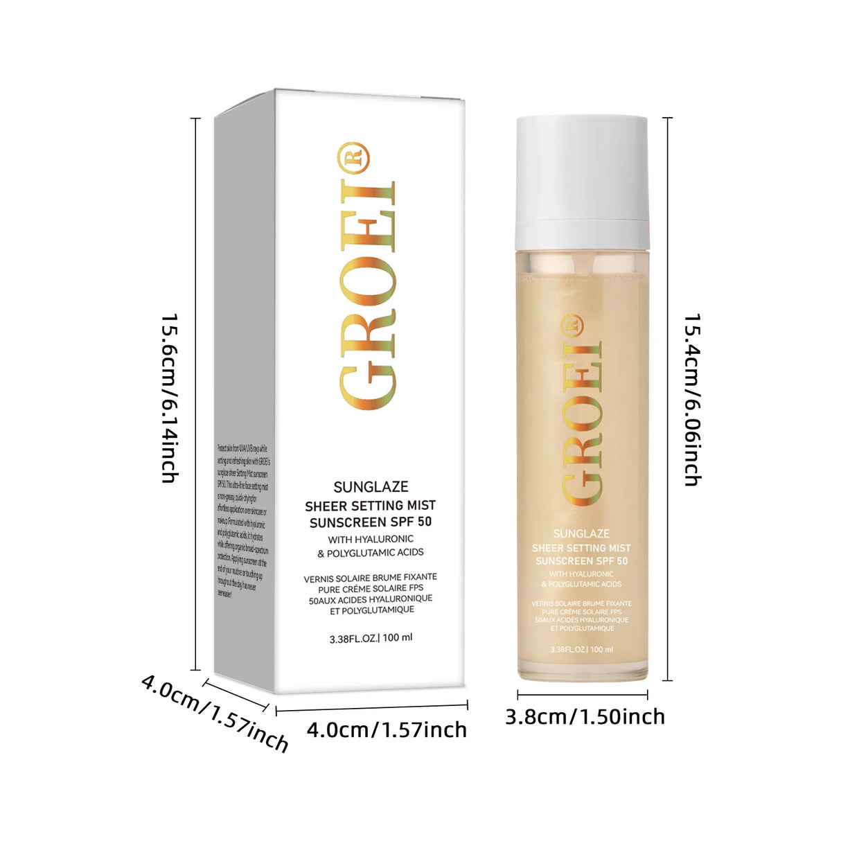 100ml  SPF 50 Sunscreen Setting Spray Sheer Setting Mist Sunscreen Spray Facial  Skin Care Lightweight & Non-Greasy