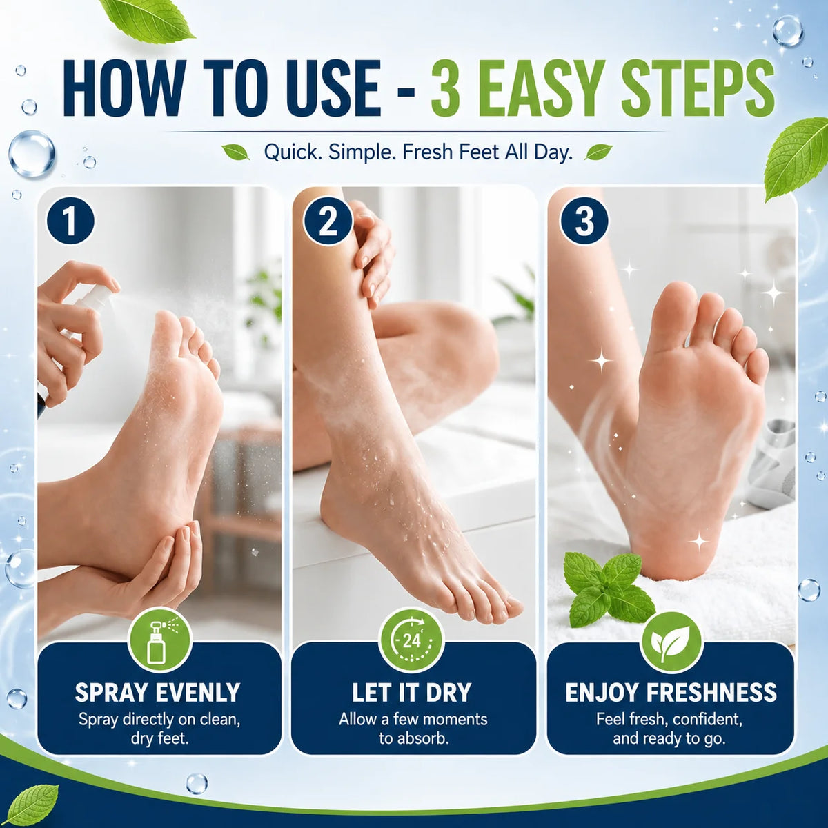 Instant Freshness Spray,FOOT ODOR CONTROL SPRAY, a Natural Plant-Based Formula, Quickly Deodorizes Lasts Long, Refreshing The Feet, Absorb a Large Amount of Sweat, Shoe And Foot Odor, Shoe Odor Remover, Feet Care Products, Sh