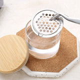 Nail Brush Cleaner Cup Wash Pen Brush Cup with Stainless Steel Mesh Base Nail Drill Bits Cleaning Container Crystal Glass Cup