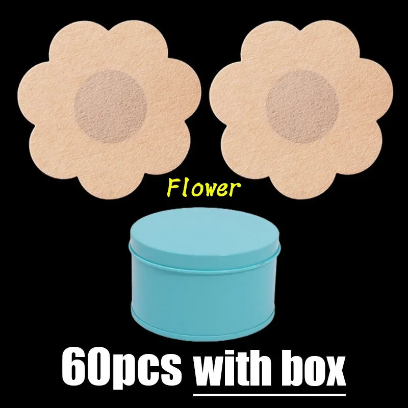 60pcs/box Nipple Cover Stickers Women Breast Lift Tape Pasties Invisible Self-Adhesive Disposable Bra Padding Chest Paste Patch