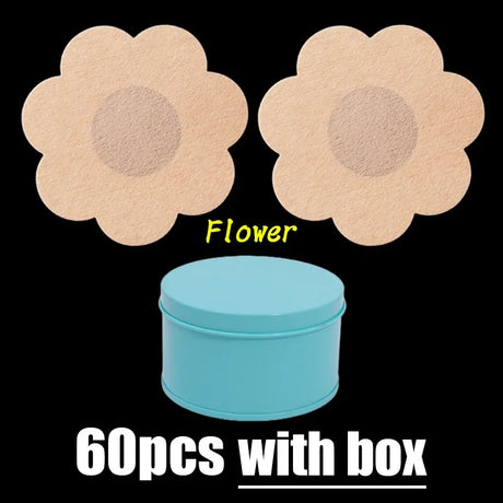 60pcs/box Nipple Cover Stickers Women Breast Lift Tape Pasties Invisible Self-Adhesive Disposable Bra Padding Chest Paste Patch