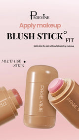Pocket Matte Blush Stick Long Lasting Non-Sticky Lip & Cheek Tint Natural Nude Brightening Contour Rouge