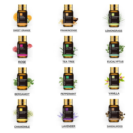 MAYJAM 20 Bottles Essential Oils Set for Humidifier Aroma Diffuser Lavender Jasmine Eucalyptus Vanilla Sandalwood Fragrance