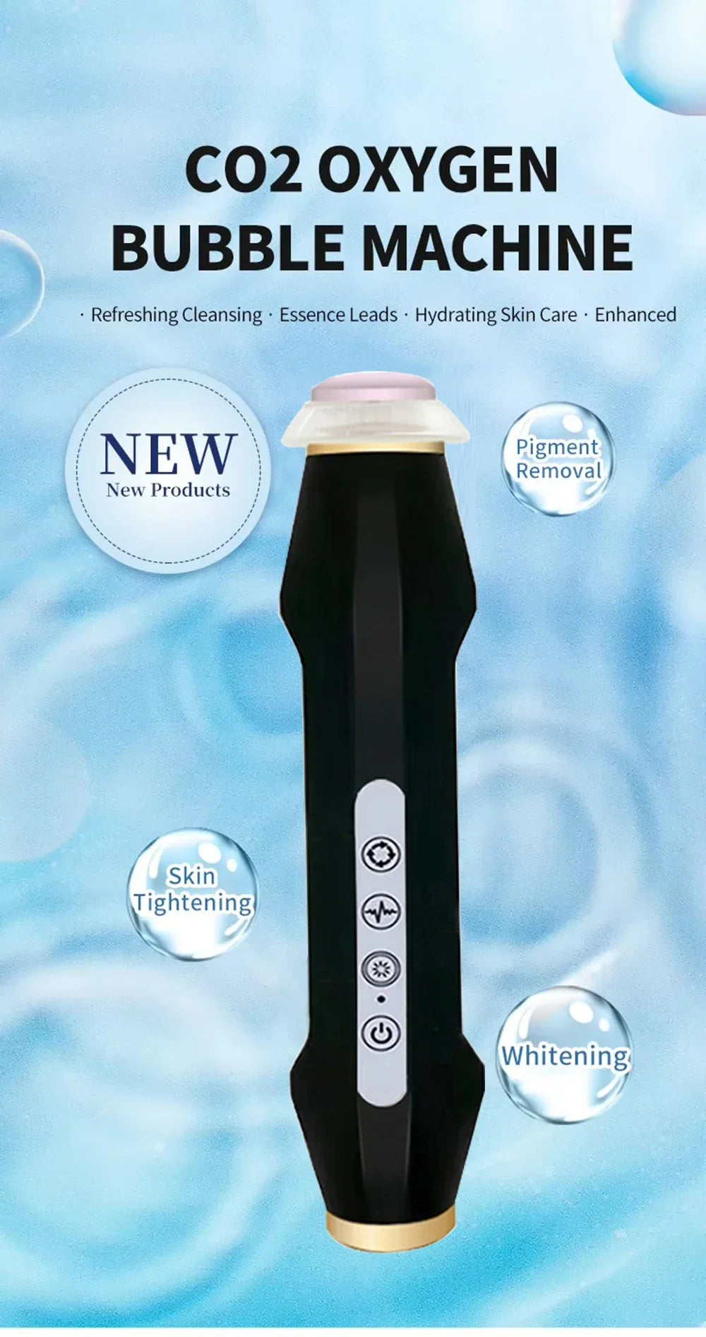 New Design - Portable CO2 Oxygen Bubble Pen Rechargeable Exfoliate Device Handheld Facial Clean Machine SPA Beauty Capsules