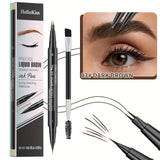 Waterproof Dual-Tip Liquid Eyebrow Pencil, Available in Light Brown, Brown, Dark Brown, Dark Black, and Black, Multi-Pack, for Natural Eyebrow Makeup, Quick-Drying, Sweat-Proof, Smudge-Proof, with Eyebrow Brush, Dual-Tip Liqu