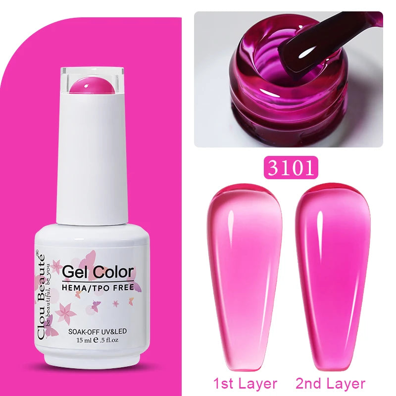 Clou Beaute Jelly Color UV Gel Manicure Summer Pink Nude Gel Nail Rainbow Nail Supplies For Professionals Semi-permanent Varnish