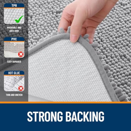 Bathroom Rugs 30x20, Extra Soft Absorbent Chenille Bath Rugs, Rubber Backing Quick Dry, Machine Washable Bath Mats for Bathroom