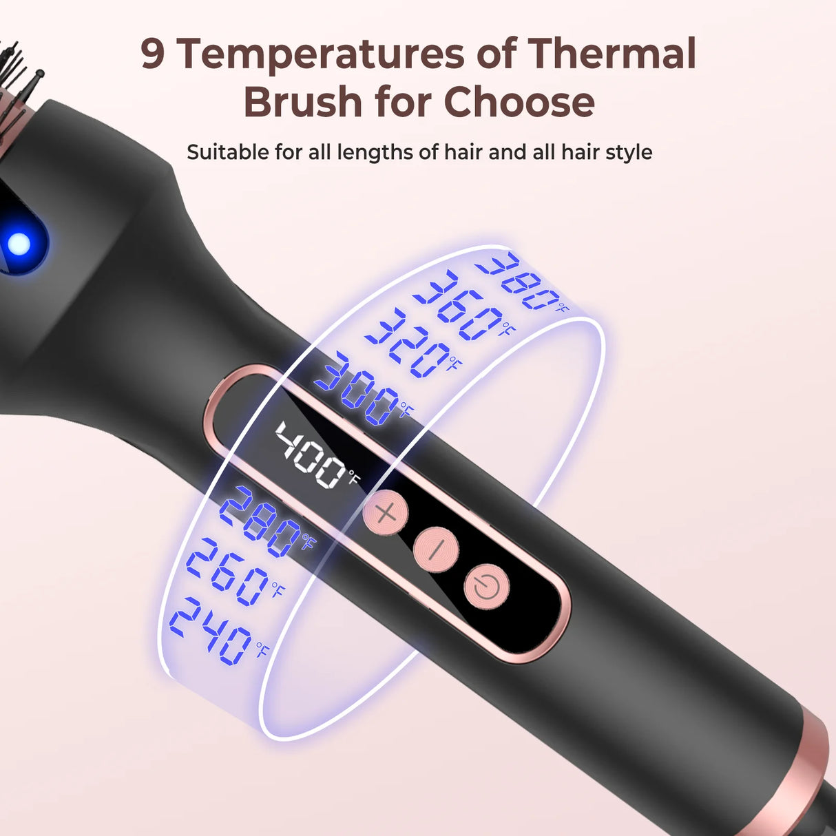 3 in1 Thermal Brush Ionic Heated Round Brush Ionic Hair Curler/Straightener with Anti-Scald Hair Curling Iron Hair Styling Tools