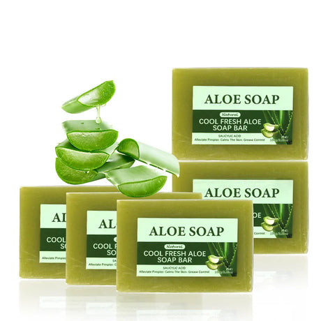 1/2/4/6Pcs Aloe Vera Whitening Soap, Remove Acne, Pimples, Skin Radiant, Improve Skin Luster, Vegan Bath Wash for All Skin Types