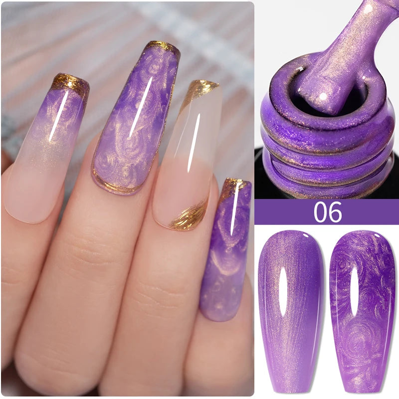 PUENTE 7.5ML Nude Shade Moonlight Cat Magnetic Gel Nail Polish Ultra-Bright Cat Eye Soak Off UV Semi-Permanent Varnish Manicure