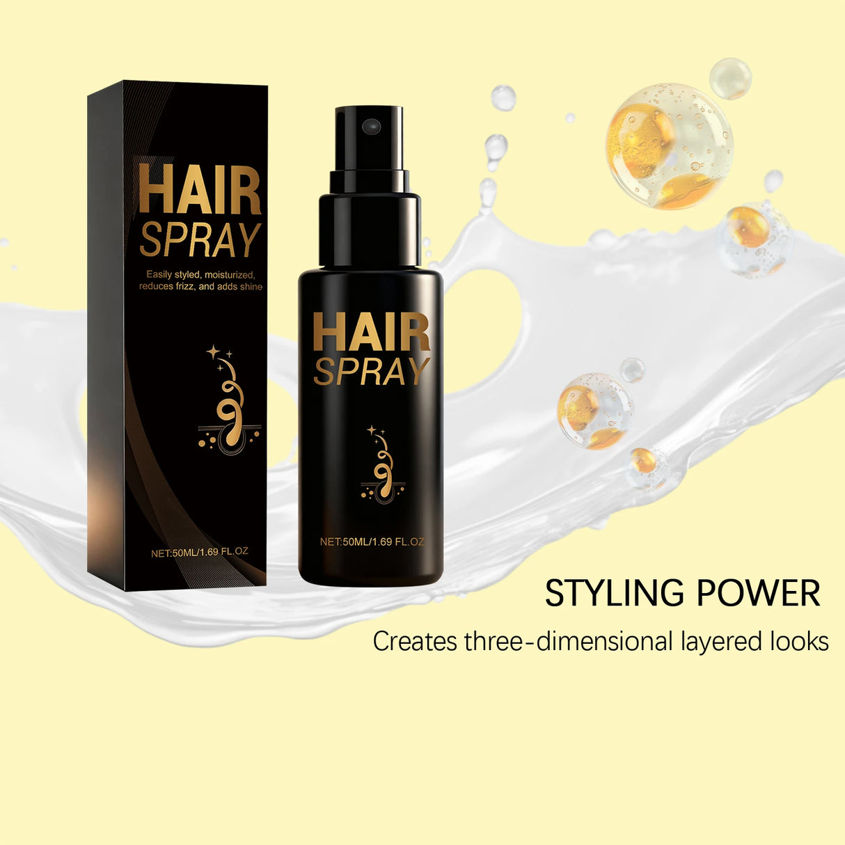 Hair Styling Spray Strong Hold Enhance Luster Non-greasy Quick-Dry Moisturizing Thickening Volumizing Natural Hair Holding Mist