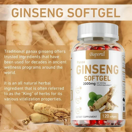 Red Panax Ginseng Capsules - for Immunity, Energy, Fatigue and Stress Relief, and Mental Focus