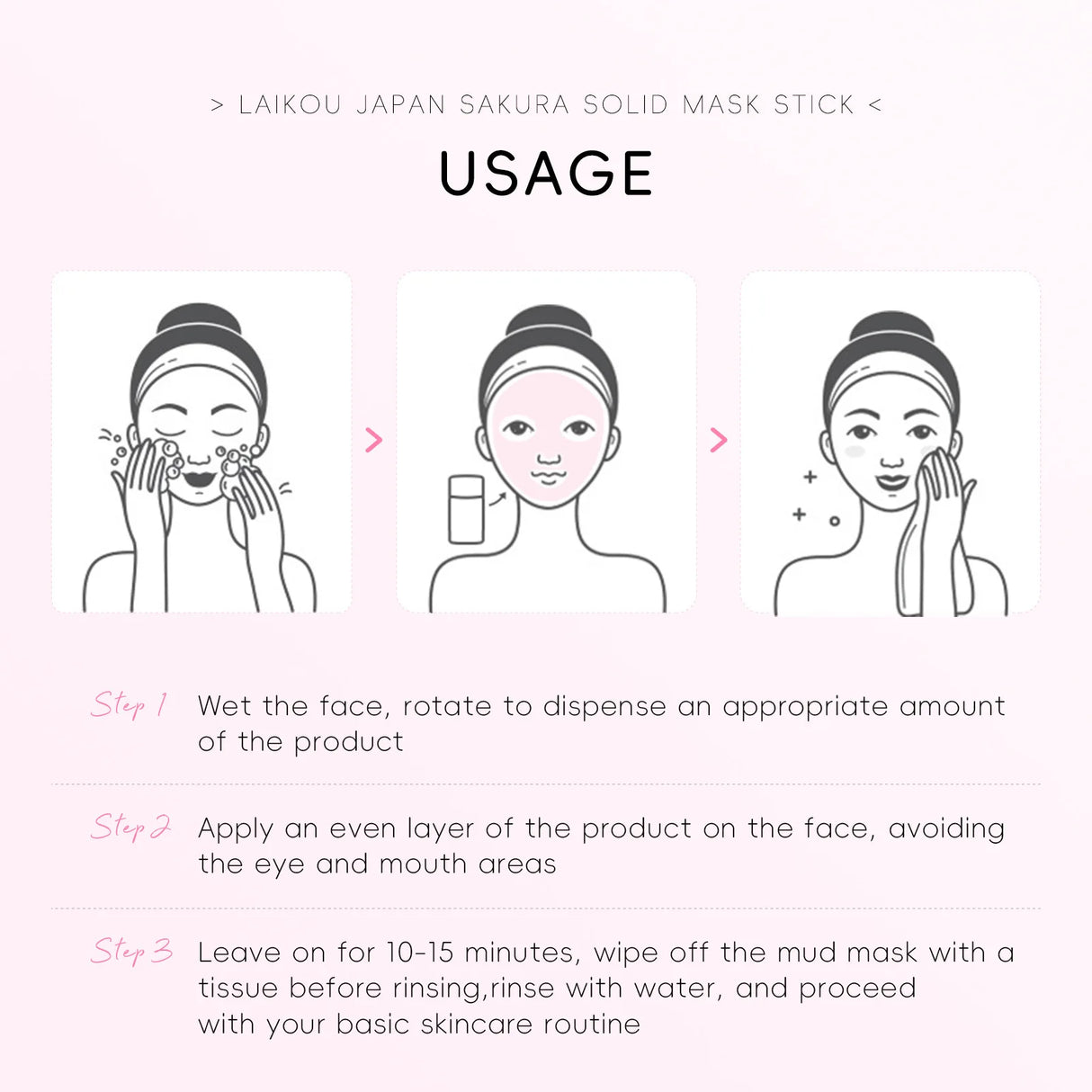 LAlKOU Sakura Solid Mud Face Mask Stick Reduces Blackhead Pores Oil Control Moisturizing Deep Cleanser Facial Face Mask 45g