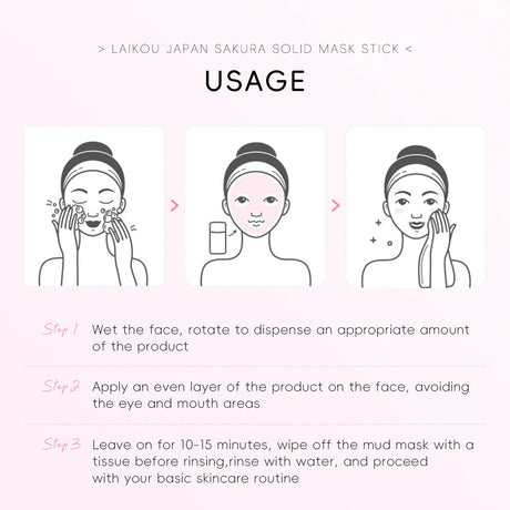 LAlKOU Sakura Solid Mud Face Mask Stick Reduces Blackhead Pores Oil Control Moisturizing Deep Cleanser Facial Face Mask 45g