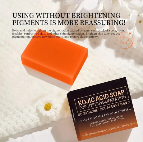 100g Turmeric Kojic Acid Bath Soap Glutathione Collagen Hyaluronic Acid Handmade Cleansing Soap for Hand Face and Body