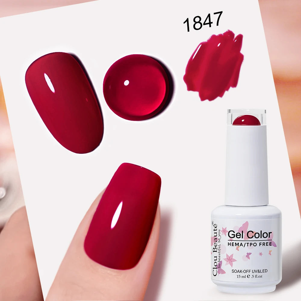 Clou Beaute Grey Color Nail Gel Polish Full Coverage Nail Polish Dark Red Gel Lacquer Varnish Vernis Semi Permanent Nail Art