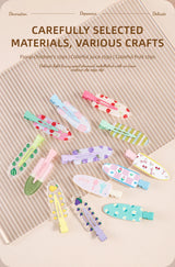 10pcs Candy Color Fruit Hair Bang Clip Summer Hairpin No Crease Hair Side Clamp For Girls Beauty Styling Accessories Set