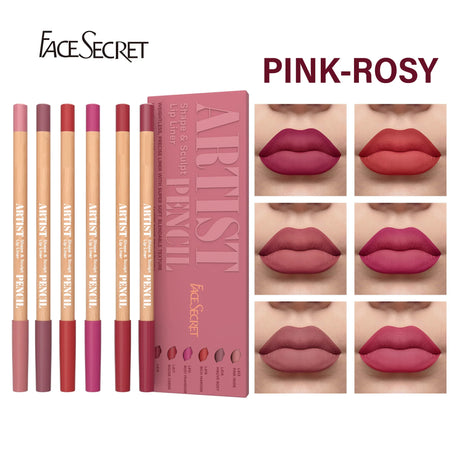 Face Secret Artist Shape Sculpt Lip Liner Pencil Set, Weightless Precise Liner with Super Soft Blendable Texture Matte Soft
