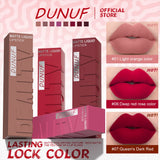 DUNUF Matte Velvet Lip Gloss, 3D Plumping & Waterproof, Square Tube Lipstick, Easy Application, 8 Shades (All-in-One)